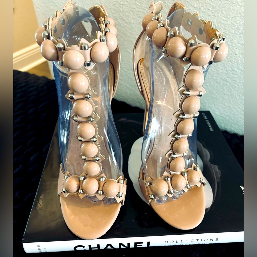 Charlotte Russe Nude Bubble Strap Heels